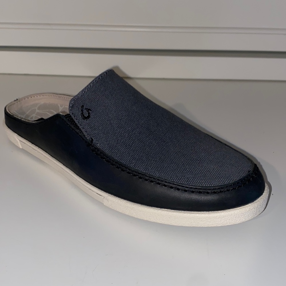 Olukai Huaka Slip-On Loafer Mules Gray Black 6.5